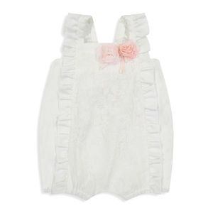 Miniclasix Ivory Baby Girls Romper w Flower Appliqué Size 9months NWT